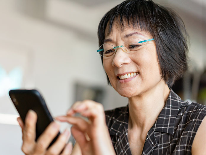 A woman using a mobile