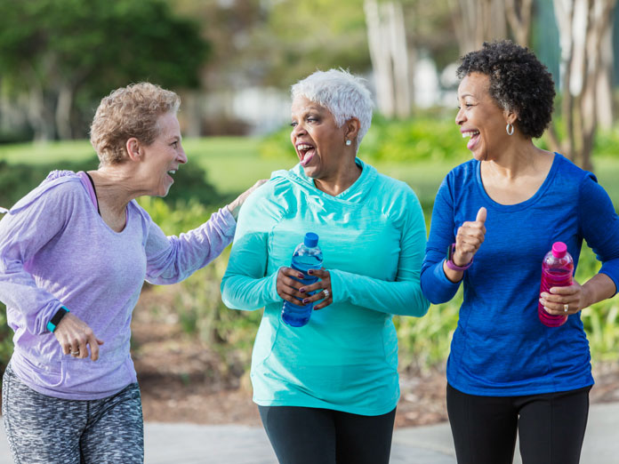 A group of people talking among them